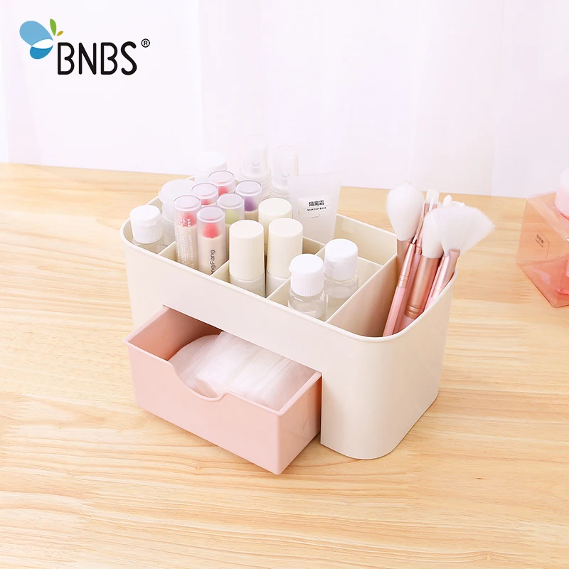 Bnbs البلاستيك المجوهرات التجميل التخزين صندوق تخزين مع درج صغير مكتب مكتب الوظيفي أشتات تخزين الحاويات المنظم