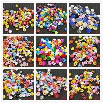 

100pcs Colorful 100pcs Mixed 2 Hole Resin Cute Supper Mini Buttons Sewing Round Decor Card Making DIY Lovely Home Decor Tools