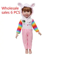 Оптовая Продажа Одежда для кукол милый белый кролик костюм платье аксессуары подходят 18 сапоги с меховой отделкой для девочек и 43 см кукла