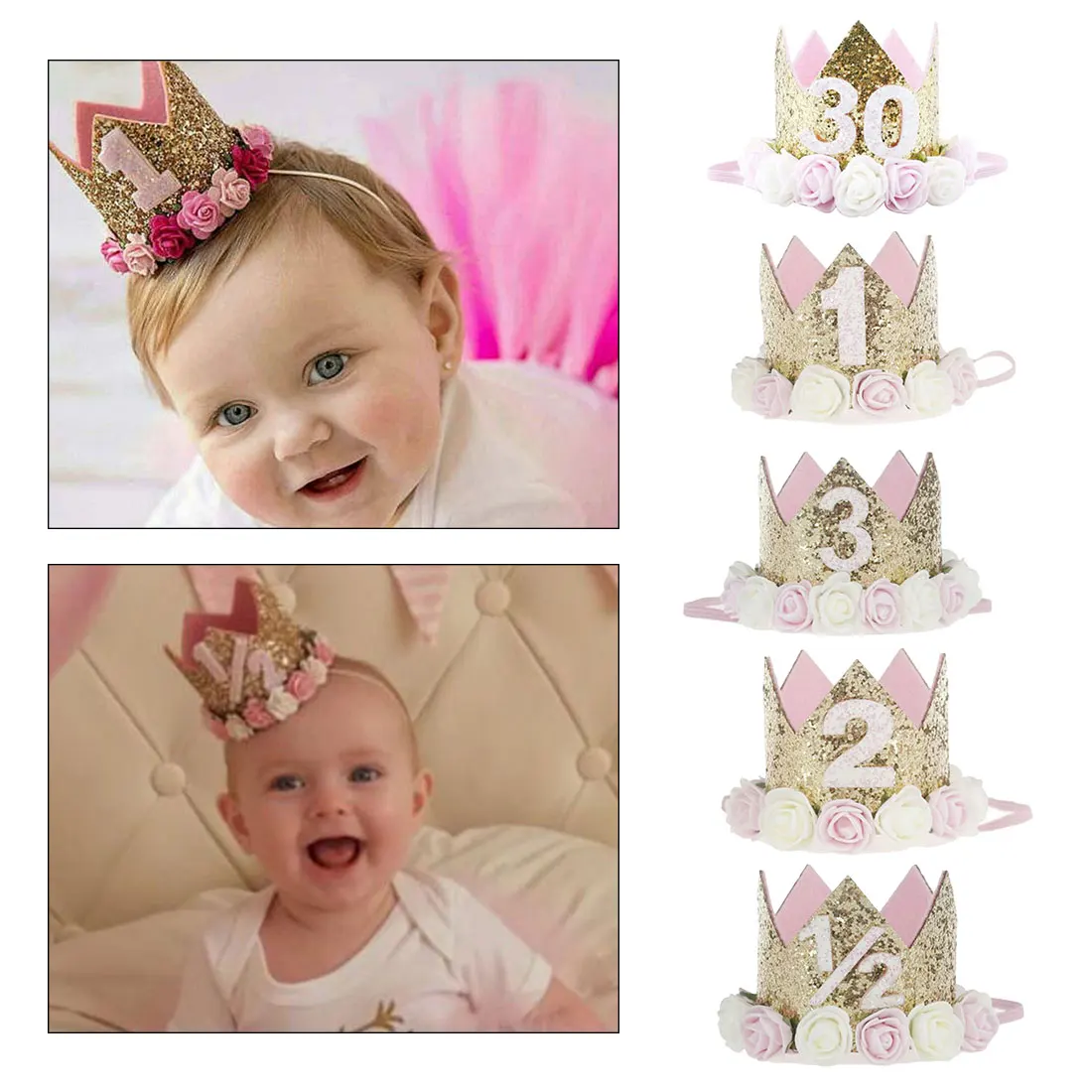 

1pcs Cute Birthday Party Hats Photo Children Party Decor Priness Style Birthday Hat Baby Hair Accessory