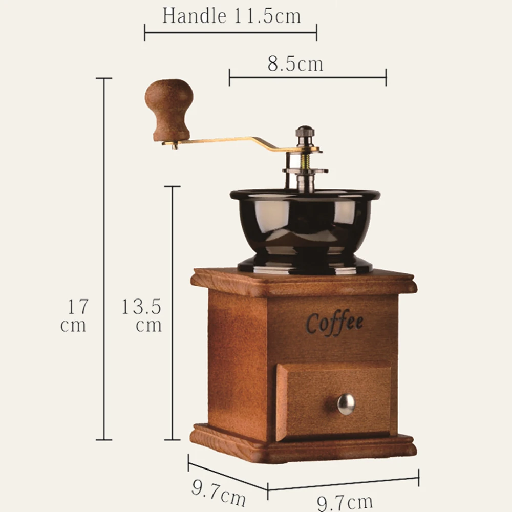 Классическая деревянная мини ручная кофемолка из нержавеющей стали, в стиле ретро кофейная Кусачка высокого качества фарфоровая мельница