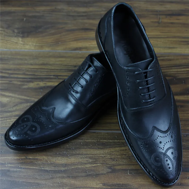 Robe Formelle Maloneda Pleine marron Main Mode Rétro Noir Fleur Nouvelle Bullock De Cuir Sculpté Chaussures Hommes Goodyear En Oxford wIIXFBqW