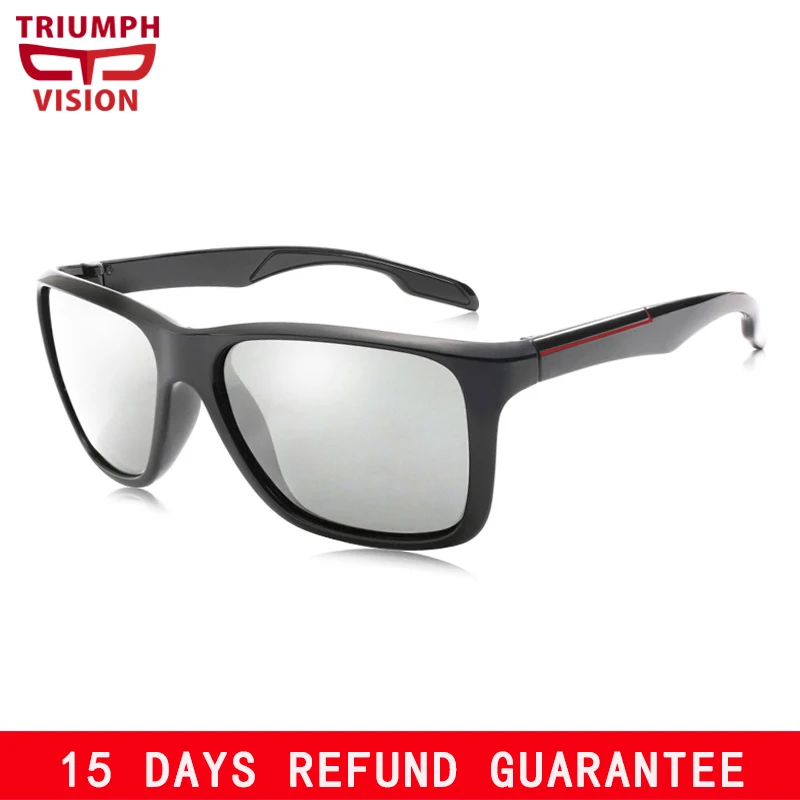 Мужские фотохромные темные очки TRIUMPH VISION квадратные матовые черные