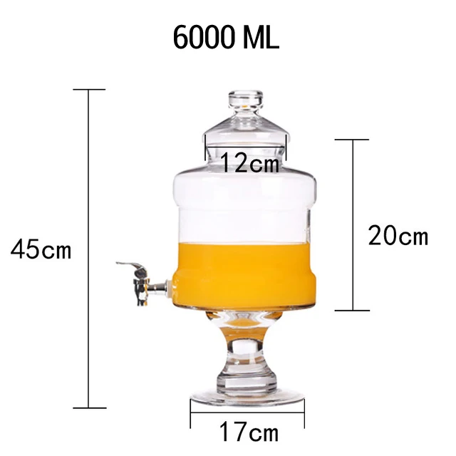 5000 мл Европейская стеклянная банка для фруктового сока, подходит для всех видов домашнего праздника, свадебных вечеринок, банка для напитков - Цвет: 6000ML