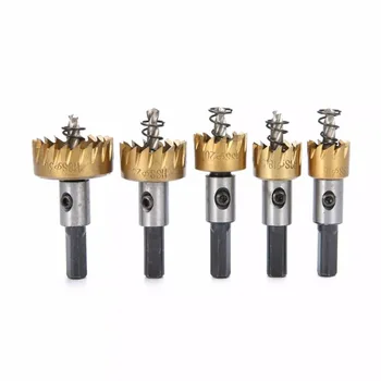 

Drillpro 5pcs HSS 6542 Titanium Coated Hole Sawtooth HSS Hole Saw Cutter Drill Bit Set 16/18.5/20/25/30mm