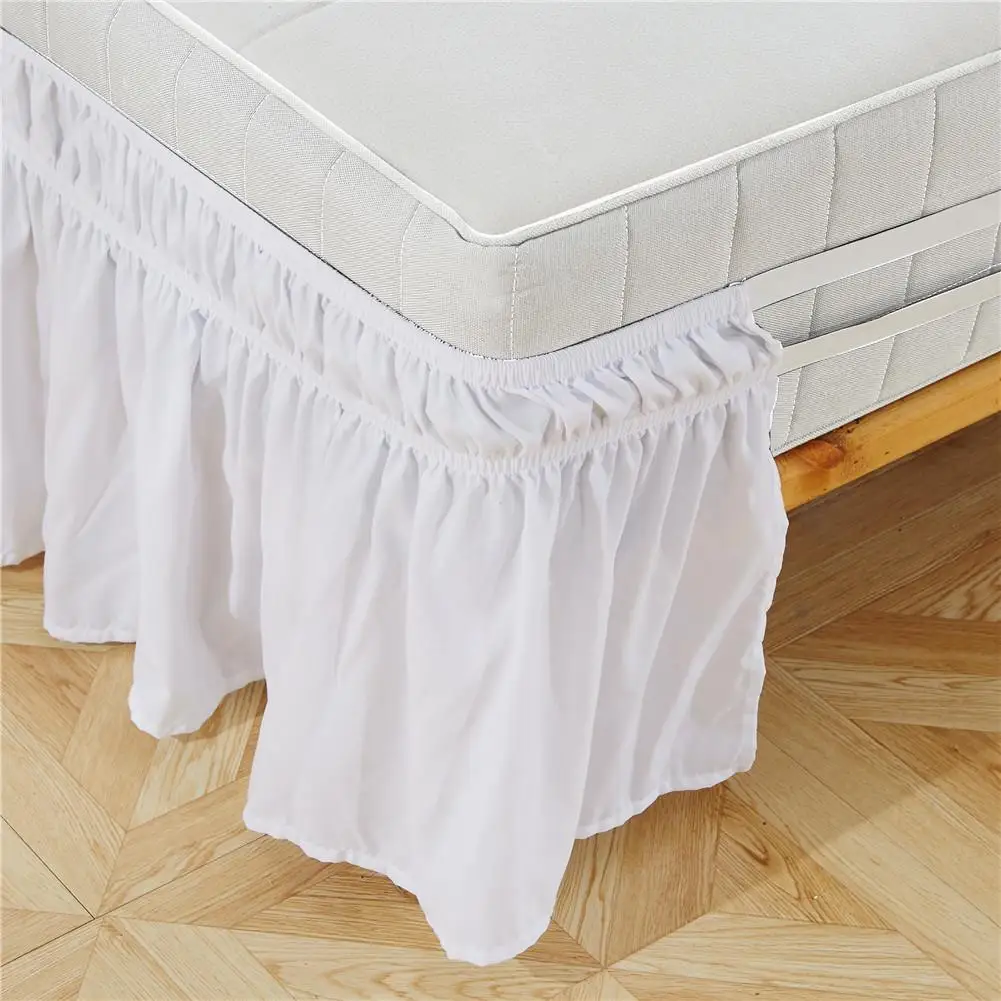Эластичная юбка для кровати с оборками, легкая посадка, устойчивая к морщинкам, одноцветные юбки для кровати# 4O