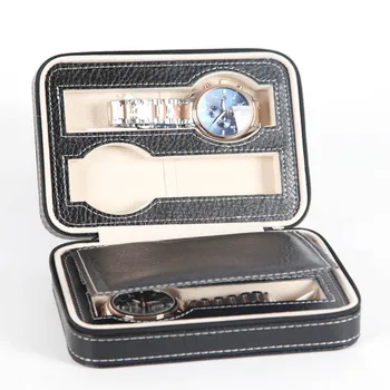 

Economical Portable 2 4 8 Grids Travel Watch Box PU Leather Zipper Storage Case Watch Organizer ds99