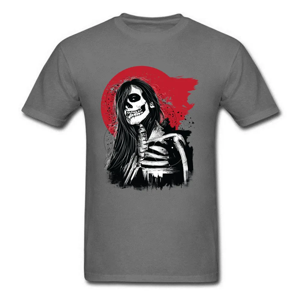 

Dead Beauty T Shirt For Man Japan Style T-shirt Carbon Grey Tshirt Ink Art Design Clothing Skull Custom Tops Tees Youth Camisa