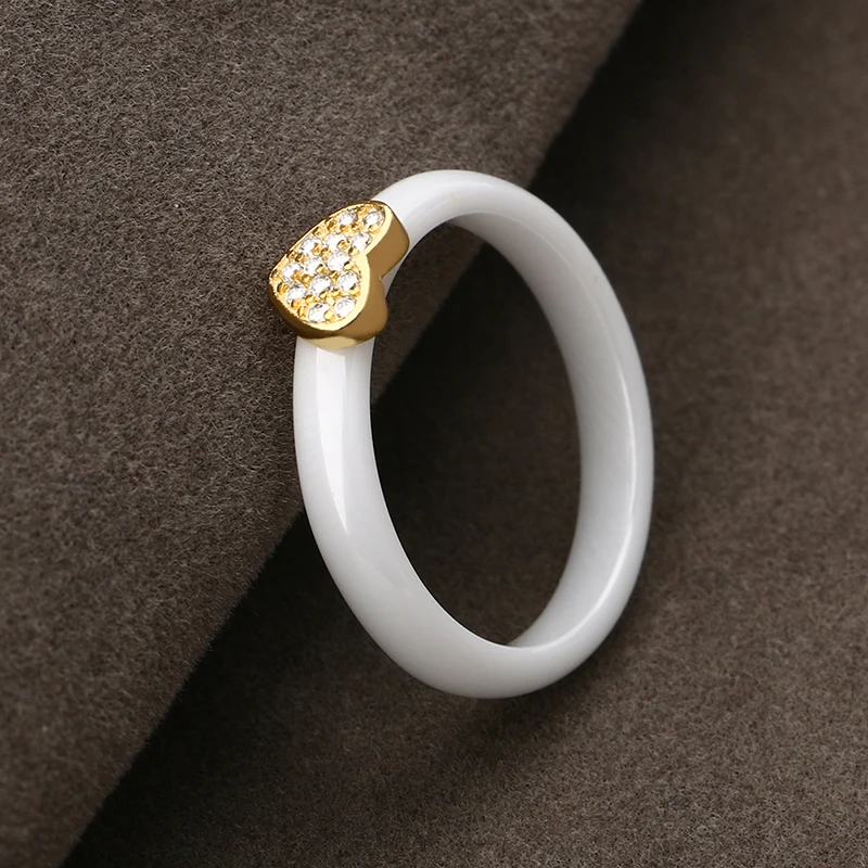 Gold Silver Sweetheart Ceramic Ring 6mm 3mm Wide Healthy Smooth Material With Bling CZ Stone For Women Girl Wedding Party Gifts