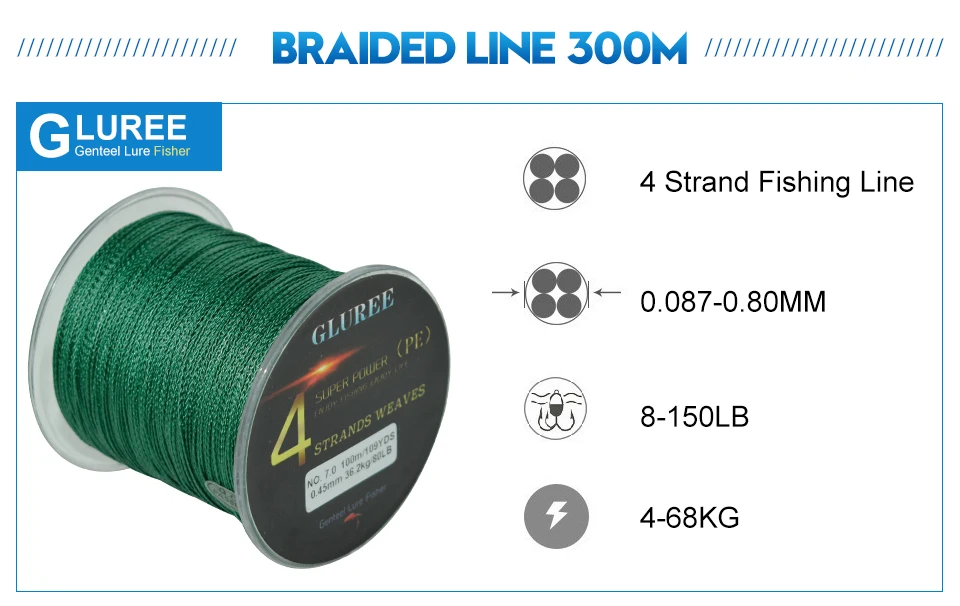 K8356 100M109Yards 4 Stands PE Line Braided Fishing Line 100% PE Multifilament Fishing Line Super Strong High Quality 8LB-150LB (11)