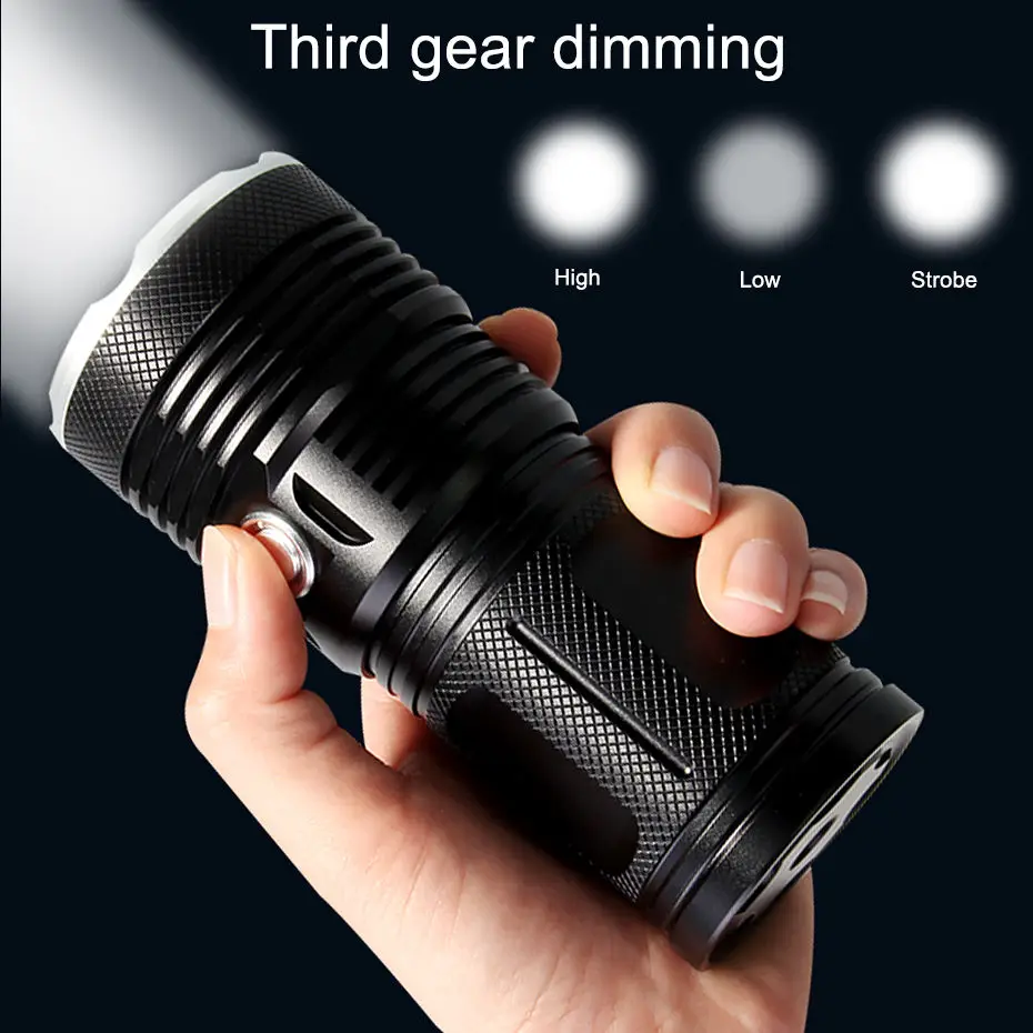 

3800LM-22800LM T6 LED 3 Mode Flashlight Torch 4 x 18650 High Power Flashlights LED Hunting Camping Work light Linterna Lanterna