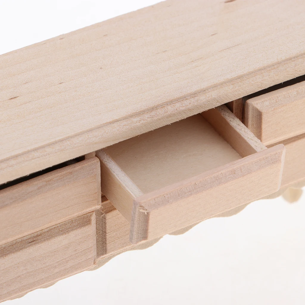 Wood Color Miniature 6 Drawers Table Furniture 1/12 Dollhouse Living Room Garden Decor Dolls House Accessories