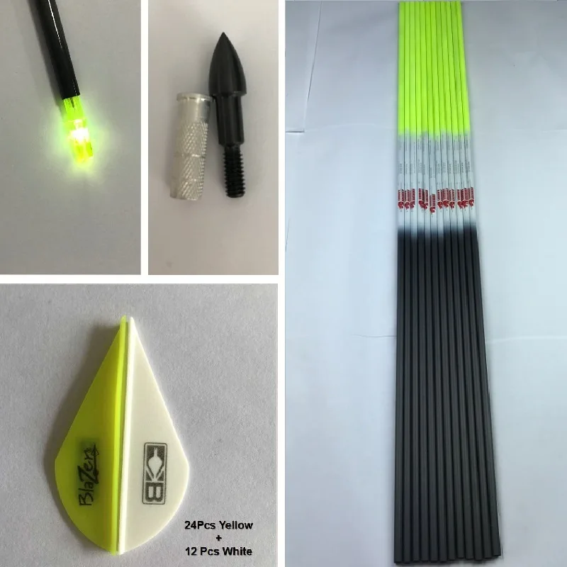 12Pcs-spine-300-340-400-500-600-ID-6-2mm-Pure-Carbon-Arrow-Shafts-Points-Insert (1)