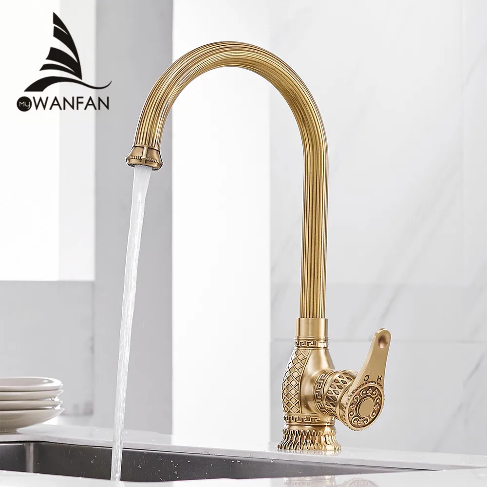  Kitchen Sink Faucets Retro Brass Antique Bronze Single Handle Kitchen Basin Faucets Deck Mounted Ho - 32870954667