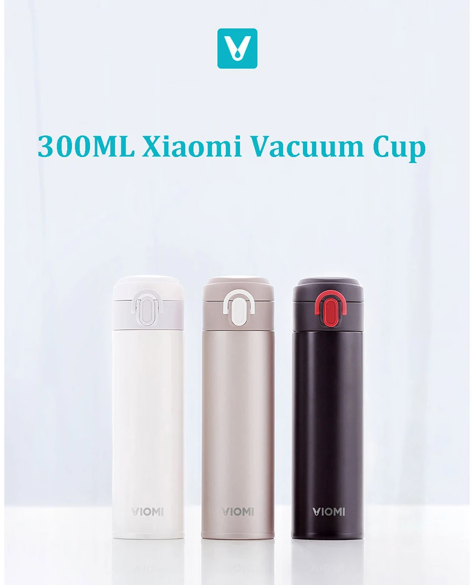 Original Xiaomi Mijia VIOMI Thermos Stainless Steel cup Flask Water Bottle Cup 24 Hours Thermos 300ML Single Hand ONClose (1)