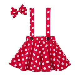 Маленькая девочка красный милые юбки для маленьких девочек в горошек с принтом вечерние юбка для косплея с набор бантиков для волос