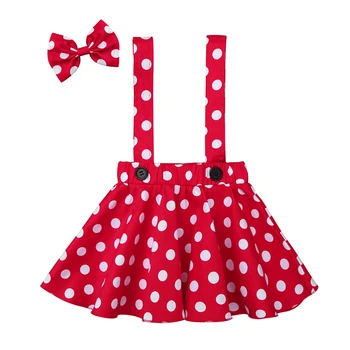 

Little Girl Red Cute Skirts Infant Baby Girls Toddler Polka Dots Printed Party Cosplay Skirt with Hairbow Set Halloween Costumes