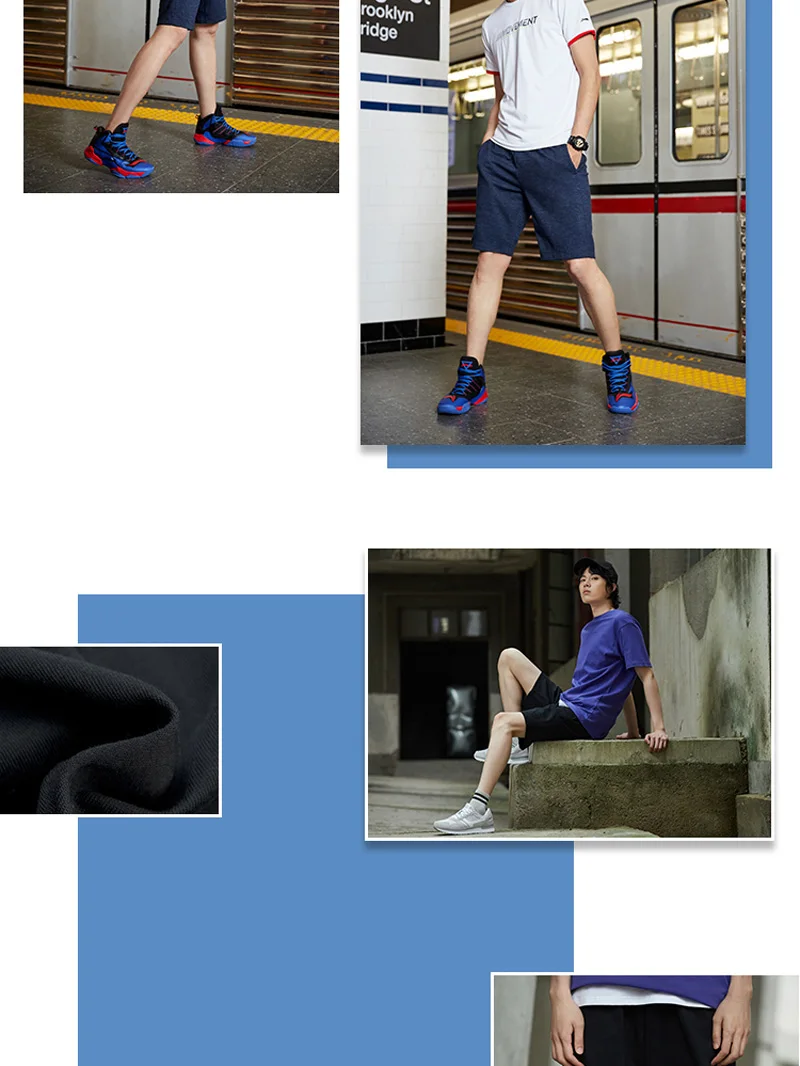 Li-Ning мужские спортивные шорты с дышащей подкладкой из 72% хлопка и 28% полиэстера AKSP129 MKD1625