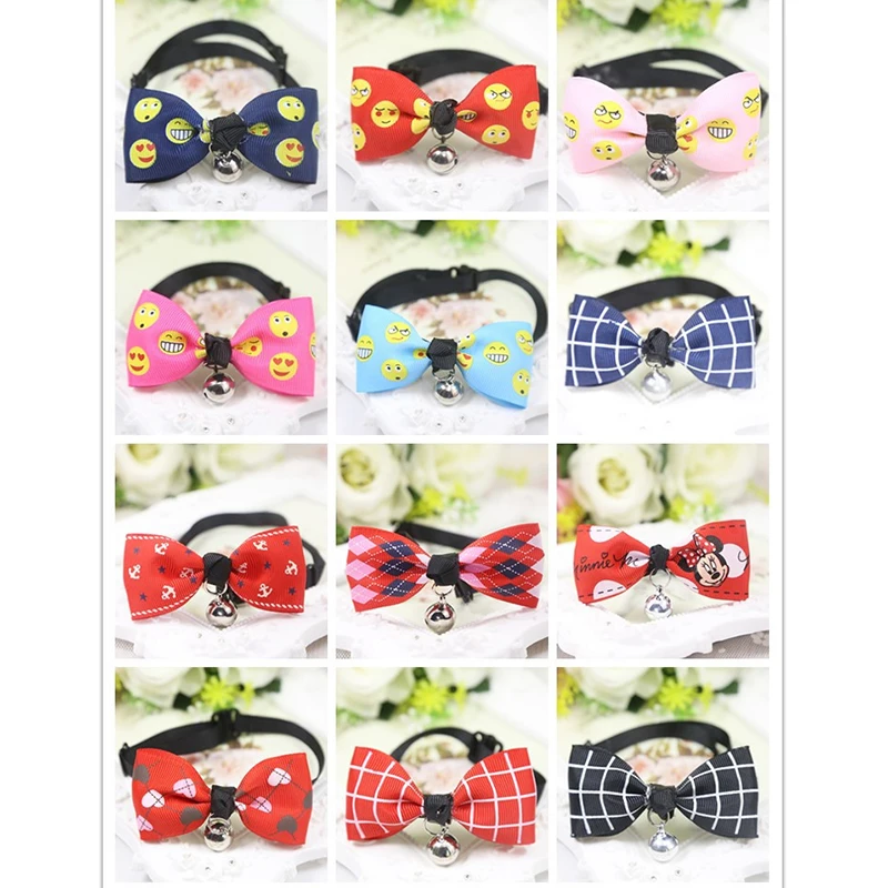 prativerdi Adjustable Bow Tie Dogs Cat Necktie Necklace Cute Bowknot Dog Collars With Bells For Puppy Cat Pet Shop Accessories2