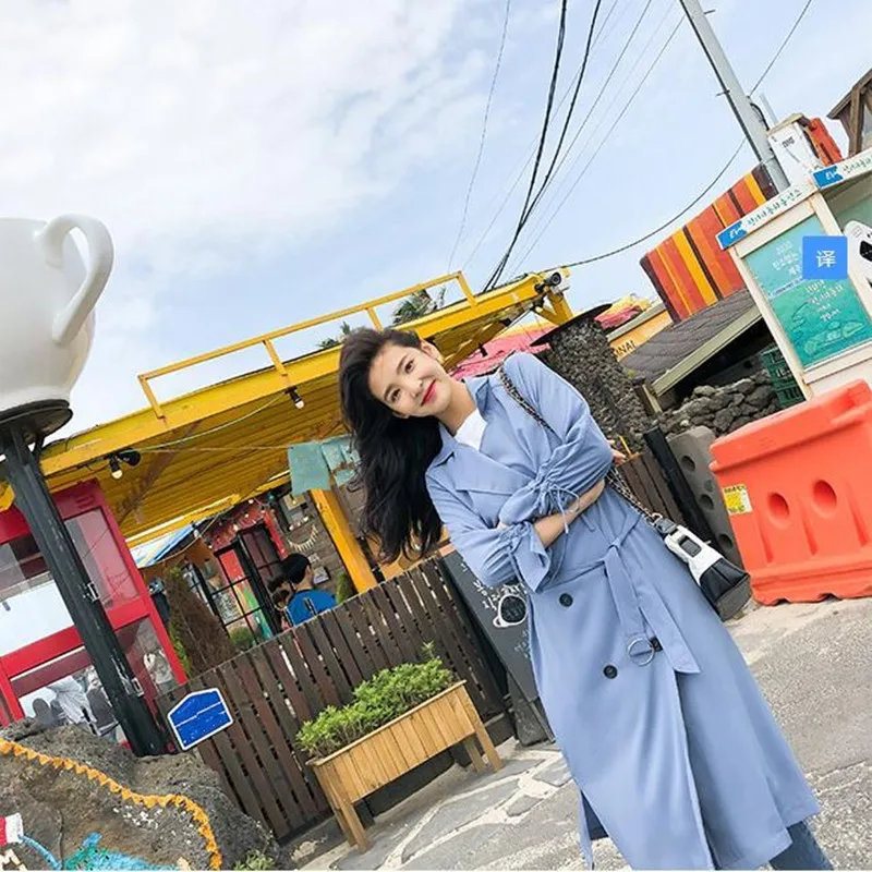 

Temperament Windswear Medium and Long-style New Loose Knee Windswear Coat Thin