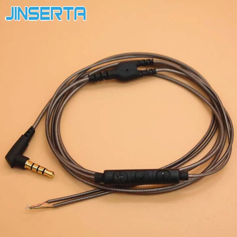 JINSERTA DIY Earphone Audio Cable with Mic Gold plated Line Type 3.5mm