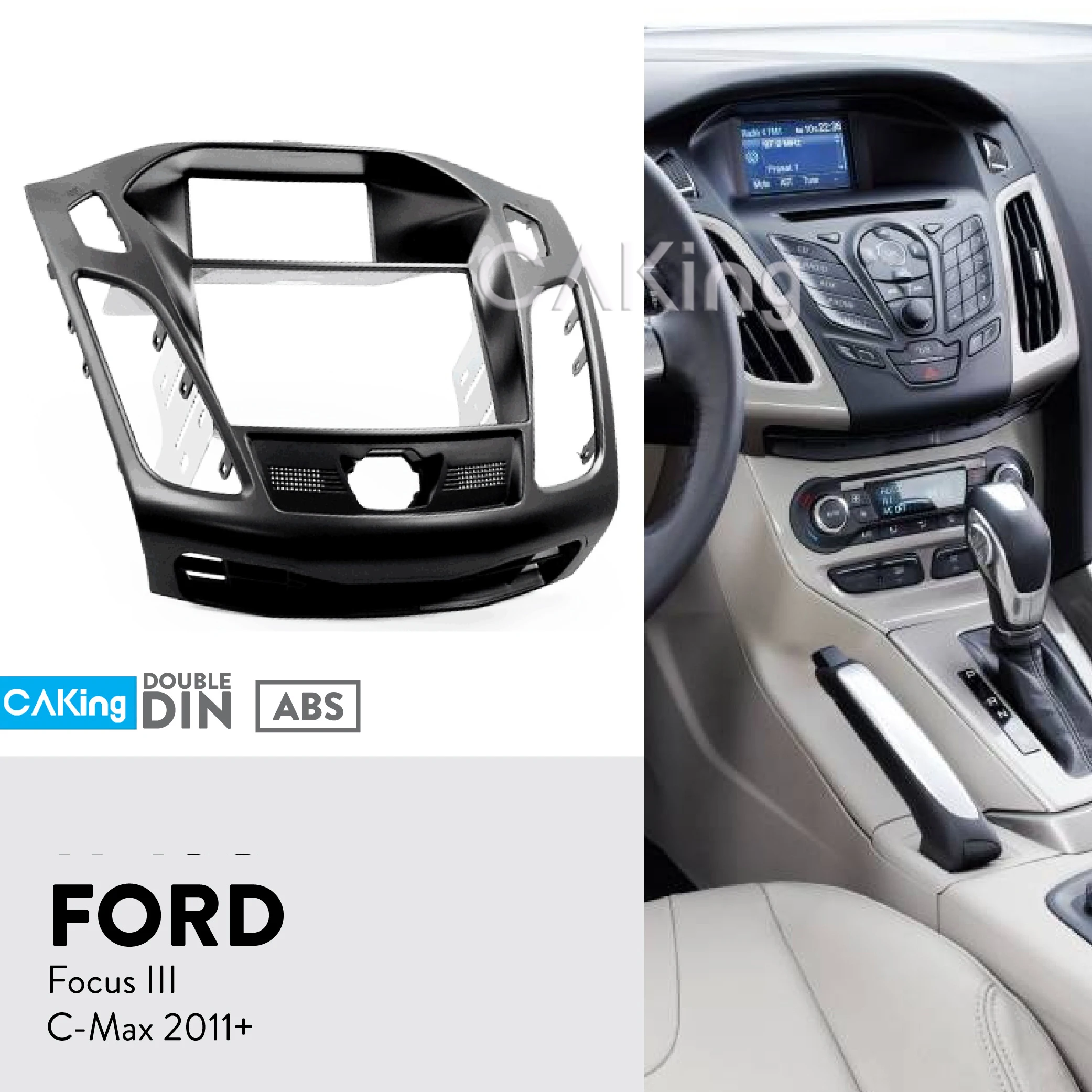 

Double Din Car Fascia Radio Panel for FORD Focus, C-Max 2010+ Audio Frame Dash Fitting Kit Facia Face Plate Cover Console Bezel