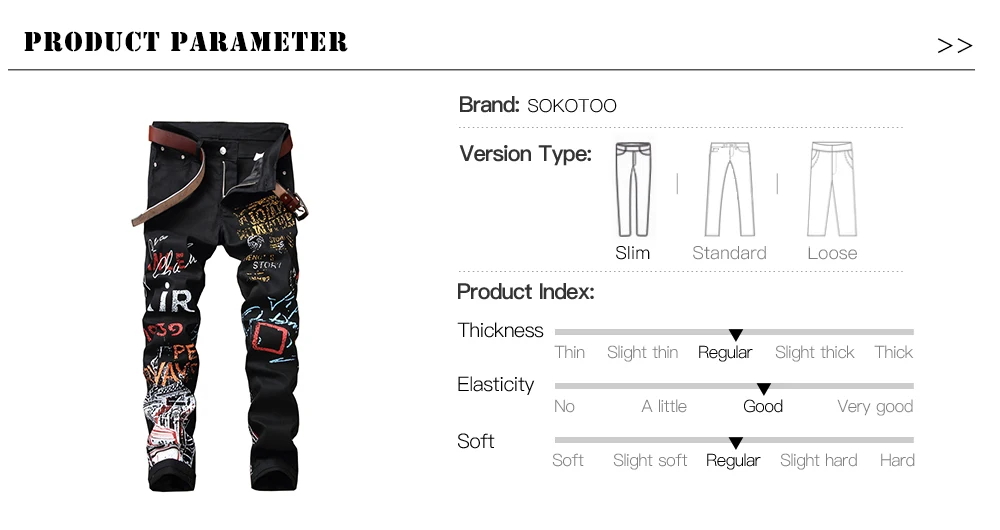Мужские раскрашенные джинсы Sokotoo модные черные хлопковые штаны с надписями зауженные брюки-карандаш