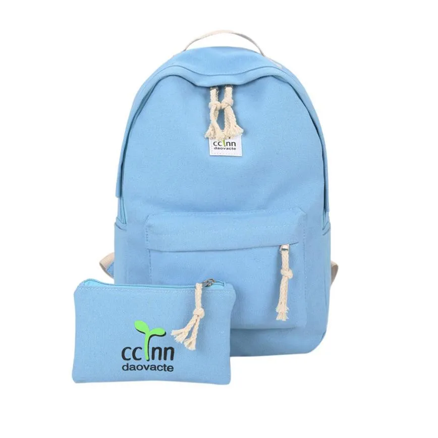 

2 Pcs Set Backpack Women Canvas Shoulder Bookbags Casual Daypack Backpacks Women Letter Printing Design Shoulder School Bags#23