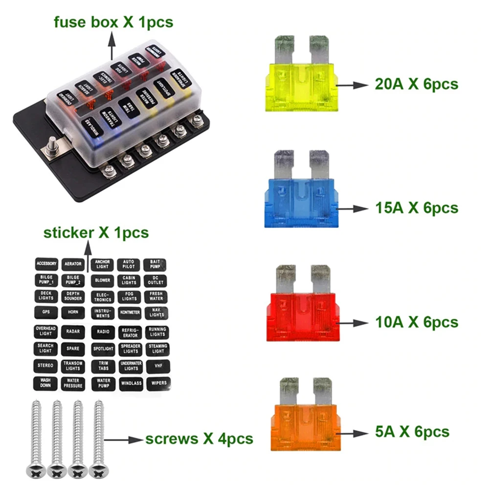 Автомобильный предохранитель 12 способ 10 способ 8 способ 6 способ M5 шпилька независимый положительный и отрицательный для авто лодка морской трайк караван
