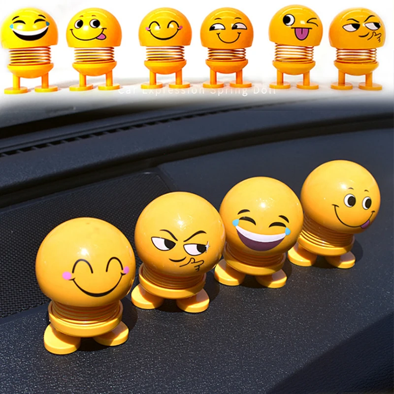 

Shaking Head Toys Car Ornaments Bobblehead Nod Dolls Cute Cartoon Funny Emoji Wobble Head Robot Lovely Car Dashboard Decor Auto