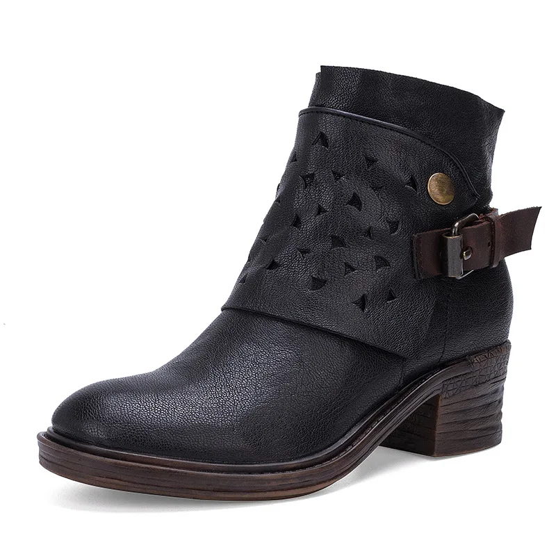 

208-3 Original Polish High-end British Style Leather Boots Knight Boot Ladies Handmade Women's Locomotive Boots Woman Shoes