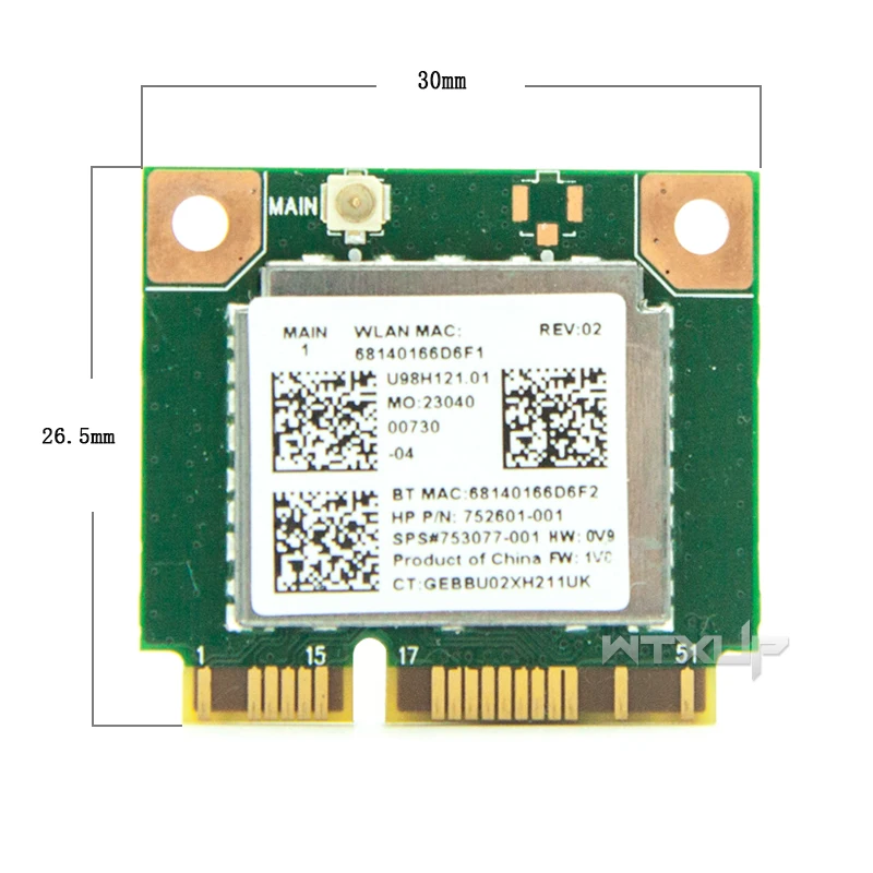 Wifi 300 Мбит/с+ Bluetooth 4,0 MINI PCI-E карта для RTL8723BE SPS 753077-001 wifi сетевая карта для Hp 470 455 450 G2