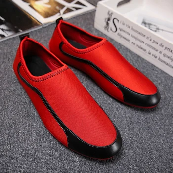 

Autumn Summer Men' Flats Fashion 2019 Breathable Loafers White Black Red Casual Shoes Size 39-44 Comfortable Driving Shoes Man