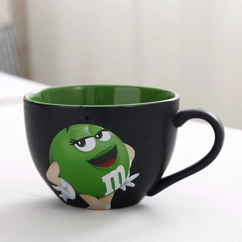M& M's мм бобы керамическая Цветная глазурь кофе молоко чашка вода чай чашка кафе овсянка Питьевая чашка кружка - Цвет: Green