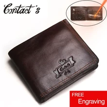 Contact's Genuine Leather Wallet Men Vintage Brand Money Bag Zip Coin Purse Wallets Bifold High Quality Card Holder Dollar Price