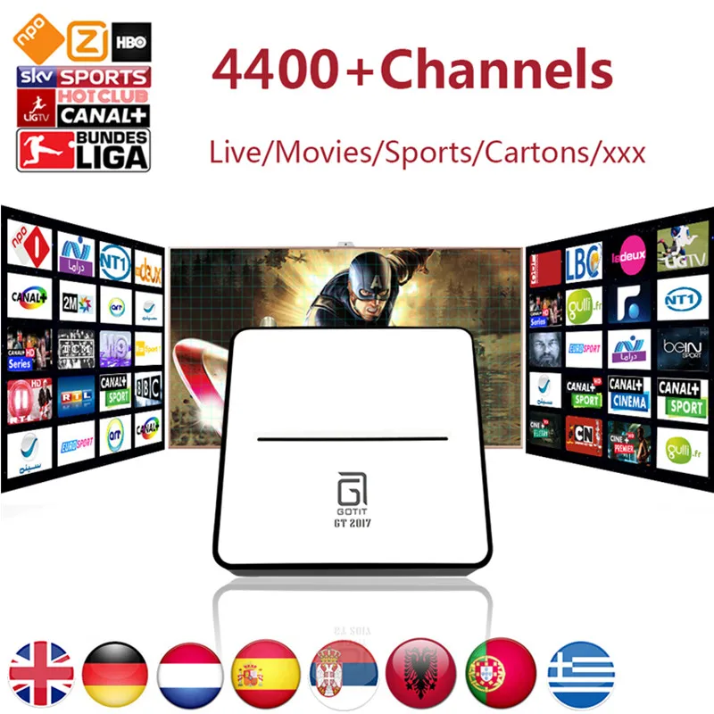 

GT2017 Europe UK IPTV Box Android Combo DVB-S2 Decoder with 1 Year IPTV UK Portugal Germany Sport Adult channels free shipping