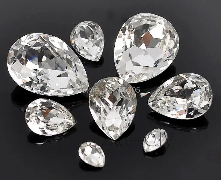 

Free Shipping! 20Pcs/pack 18*25mm Teardrop Glue on Rhinestones Crystal Clear pear shape Glass Crystals Dress jewelry Making