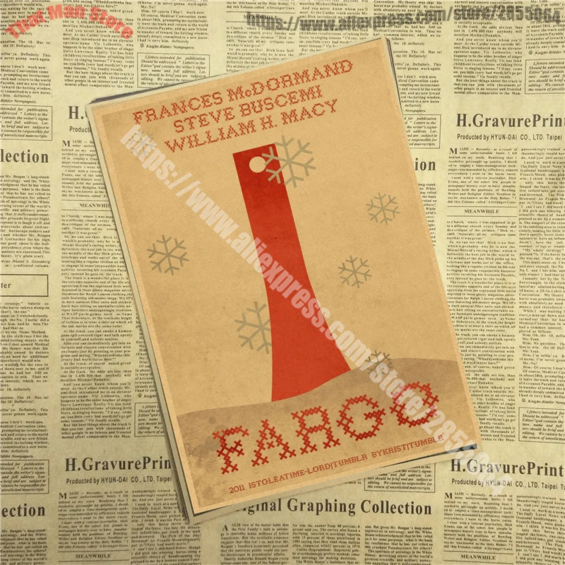 Fargo ВИНТАЖНЫЙ ПЛАКАТ справа Фарго ТВ фильм Мартин Фримен декоративная живопись Ретро плакат 42X30 см