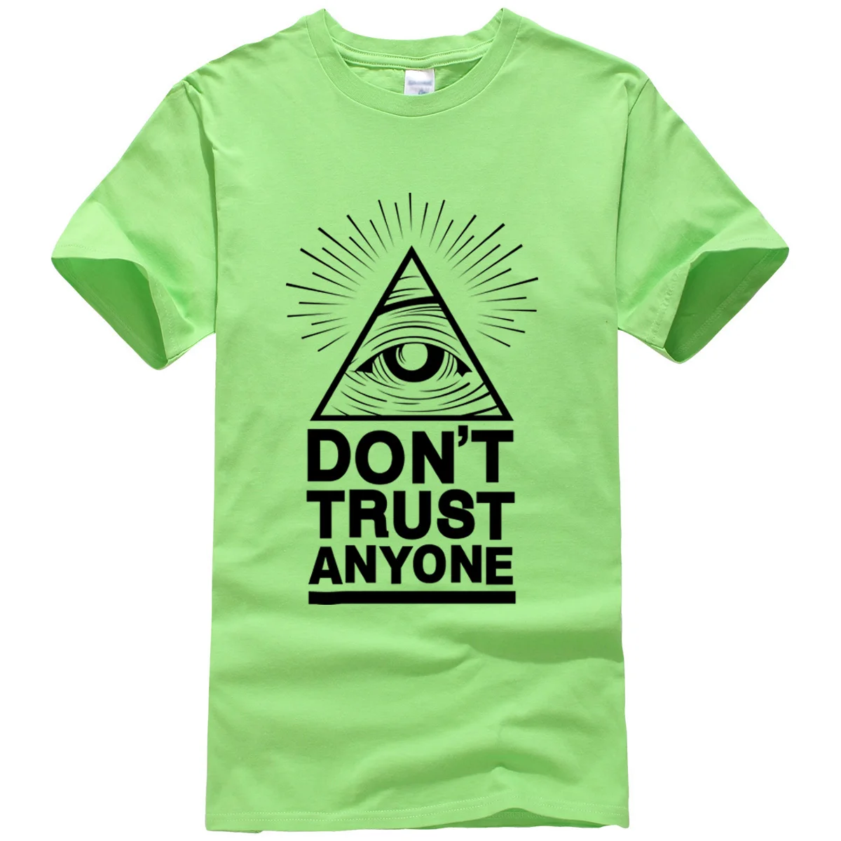 Лето, новинка, мужские футболки, Dont Trust Anyone Illuminati All Seeing Eye, футболка с буквенным принтом, Мужская футболка, повседневные топы, футболки - Цвет: light green1