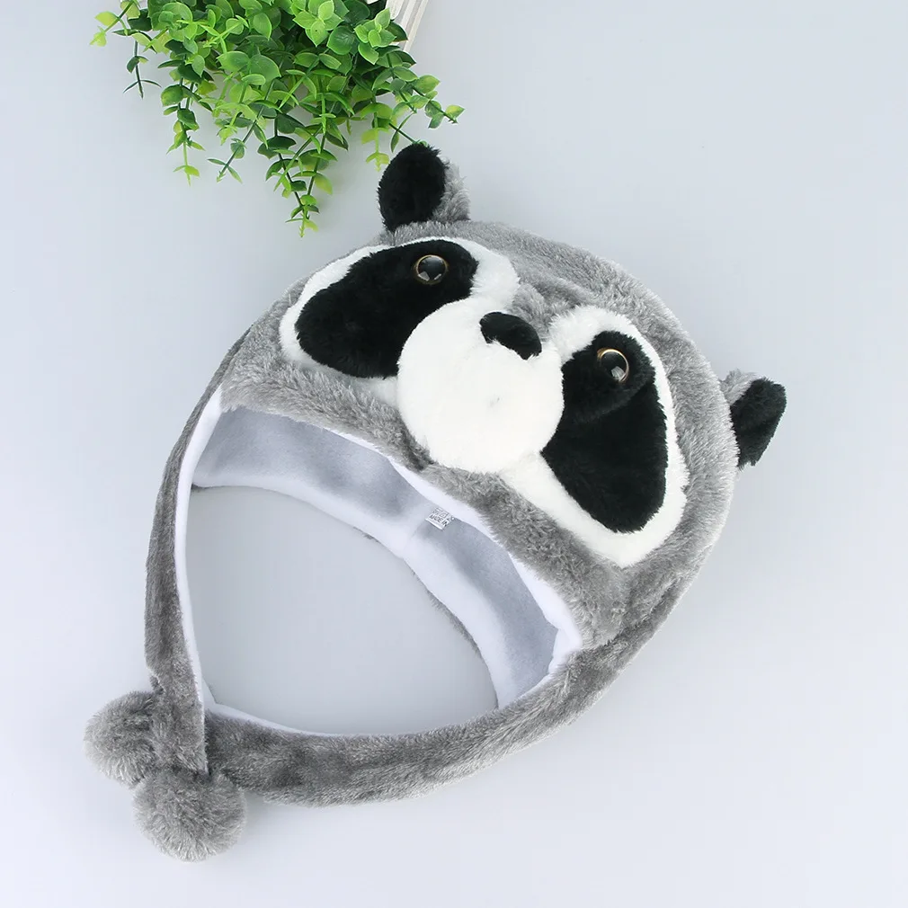 Heating And Ear Protection Beanie Raccoon Plush Hat Cartoon Animal Caps