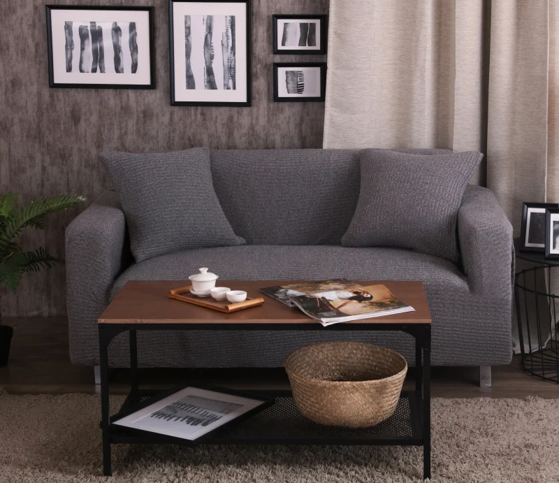 3/4 Seat Knitted Sofa Covers Slipcovers Solid Thicken