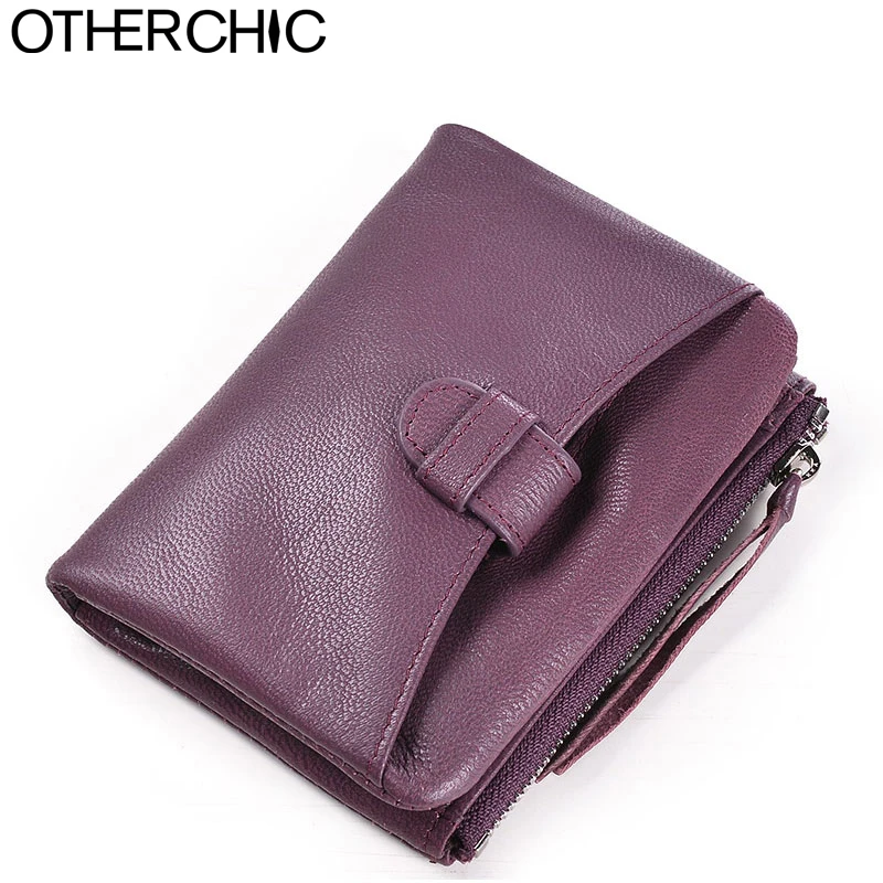 OTHERCHIC Genuine Leather Women Short Wallets Sheepskin Small Soft