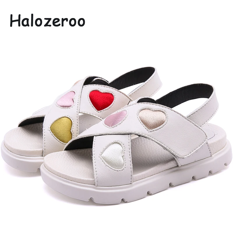 

Summer 2019 New Kids Beach Sandals Baby Girls Princess Sandals Children Black Shoes Brand Casual Sandals Fashion Heart Flats