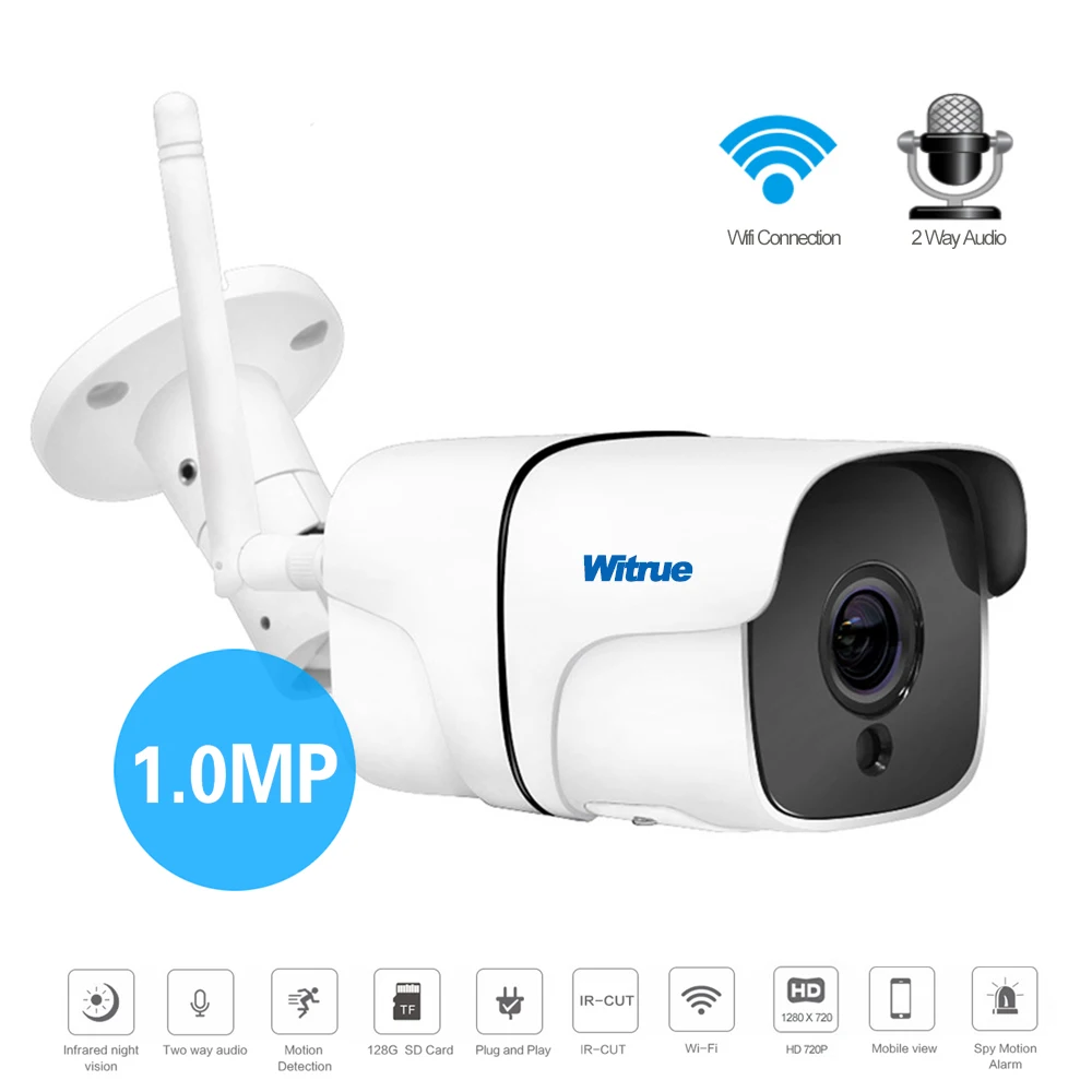 

Witrue MINI WIFI Camera 720P Outdoor Waterproof IP Camera Audio Motion Detection SD Card Storage IR Night Vision CCTV Camera