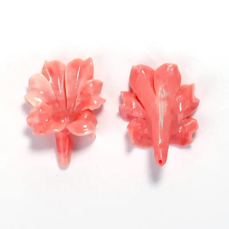 New Arrival Pink Conch Shell Carved flower Earrings beads, 33X25X9mm, 5.2g