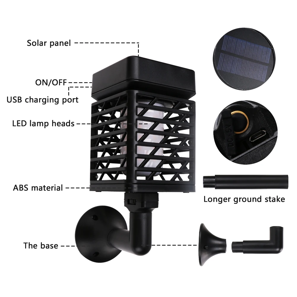 Solar do Jardim Conduziu a Lâmpada Luz ao ar Luz da Tocha Recarregável Chama Levou Ip65 Livre Solar Holofotes Paisagem Decoração Usb Led Luz 7 Solar luz Da Tocha Holofotes Paisagem Decoração conduziu a Lâmpada