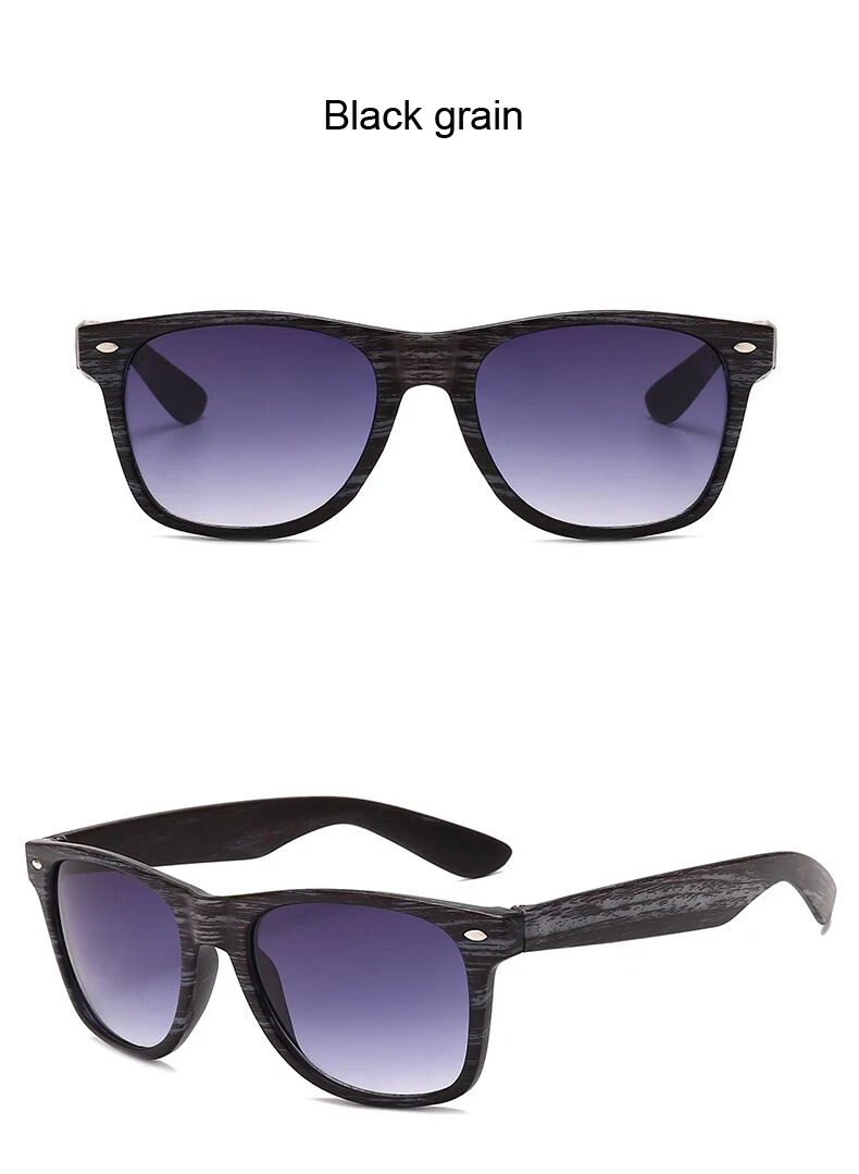 Imitation Wood Shades Women Sunglasses Black Fashion Square Small Frame Vintage Retro Glasses Unisex Oculos Feminino