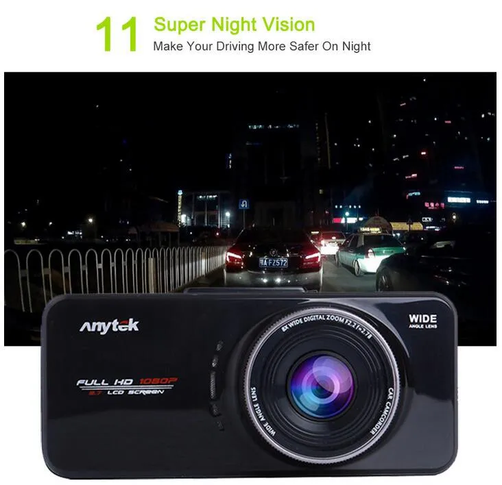 Автомобильный видеорегистратор Anytek 10 шт. 100% оригинал 2 7 дюйма TFT Full HD 1080P AT66A Novatek