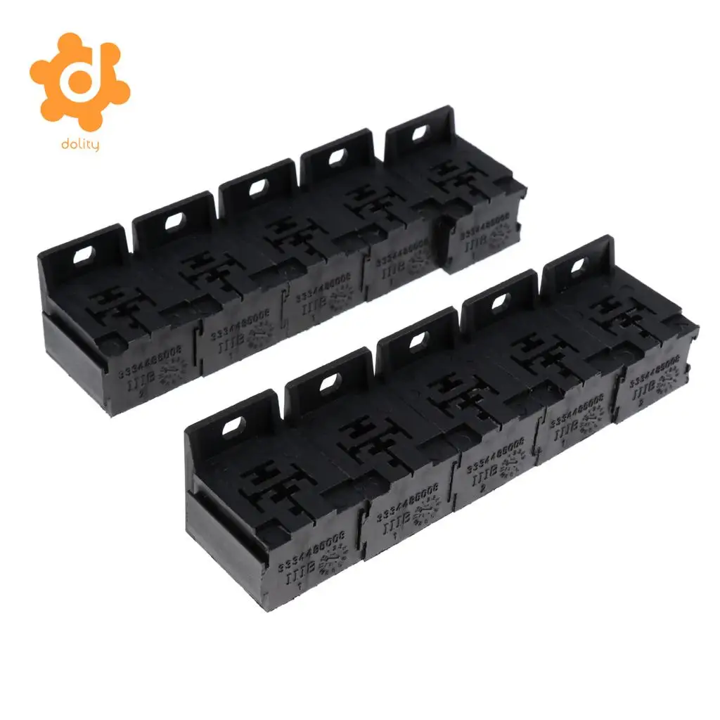 10 Pieces Automotive 5 Pin Relay Socket Holders with 6.3mm Copper Terminals
