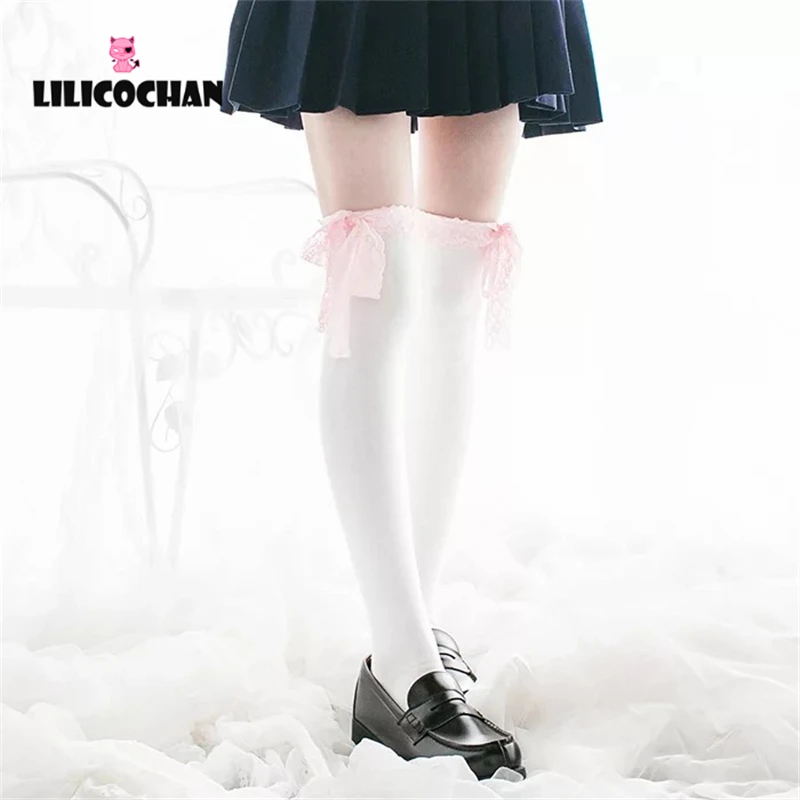 LILICOCHAN Womens Anime Cosplay Lolita Maid Girls Lace Top Thigh High Socks Over Knee Leg Warmer Leggings Sexy Cotton Stocking Accessories -Zentai shop online